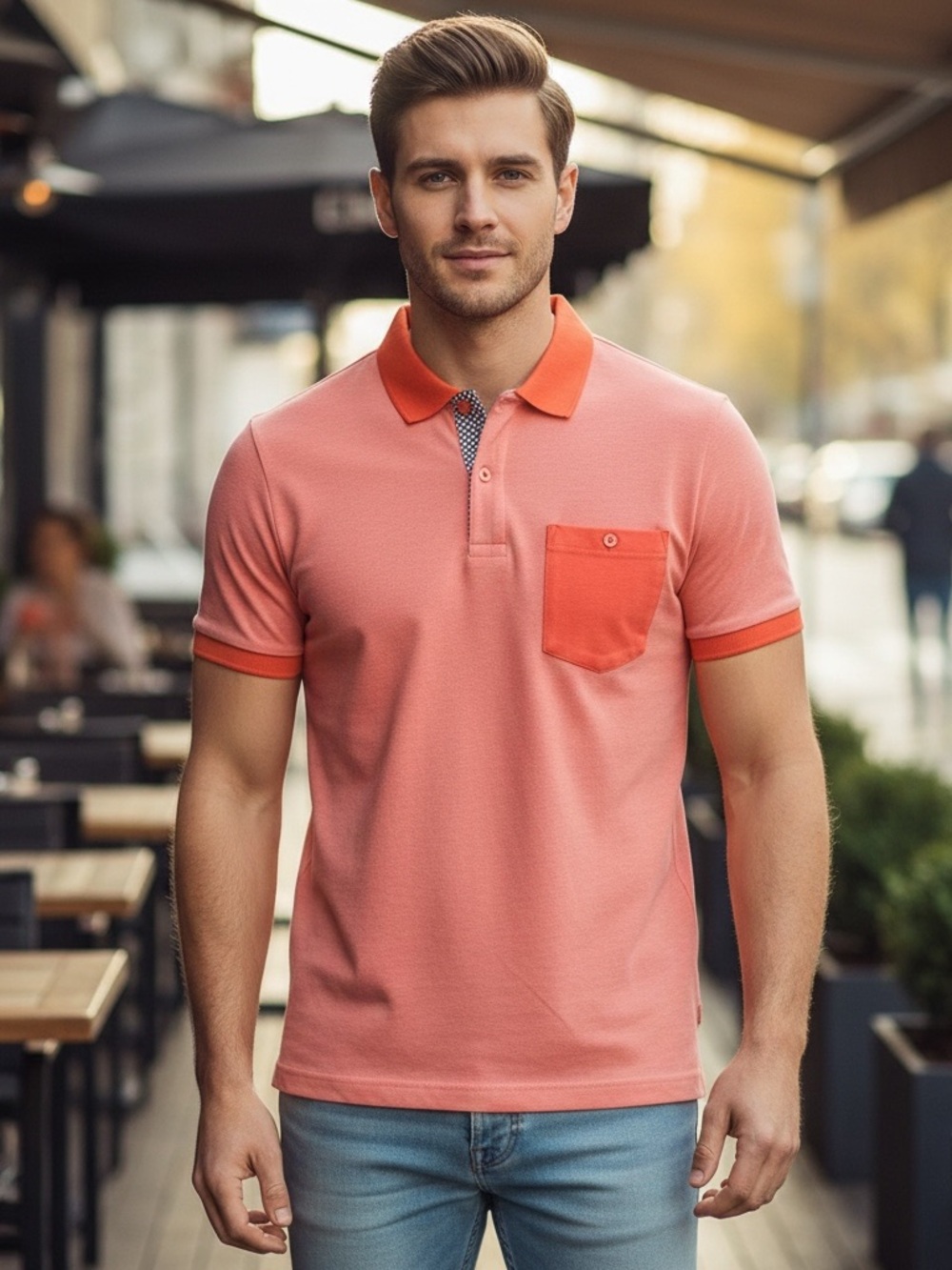 TED BAKER Men’s  Polo Collared Casual Classic Golf Athletic Small Red Pocket